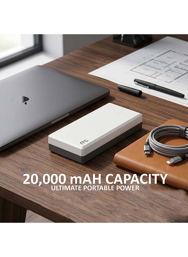 ماي كاندي PB-C250 باور بانك 20000 مللي أمبير 22.5 واط USB-C PD للشحن السريع، أبيض - Image 4