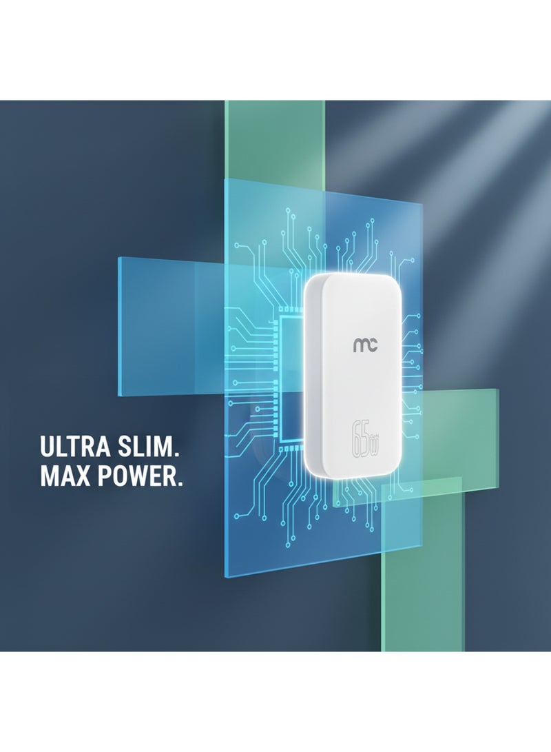 ماي كاندي شاحن السفر النحيف GTC-D365 GaN 65W USB-C PD و USB-A - Image 2