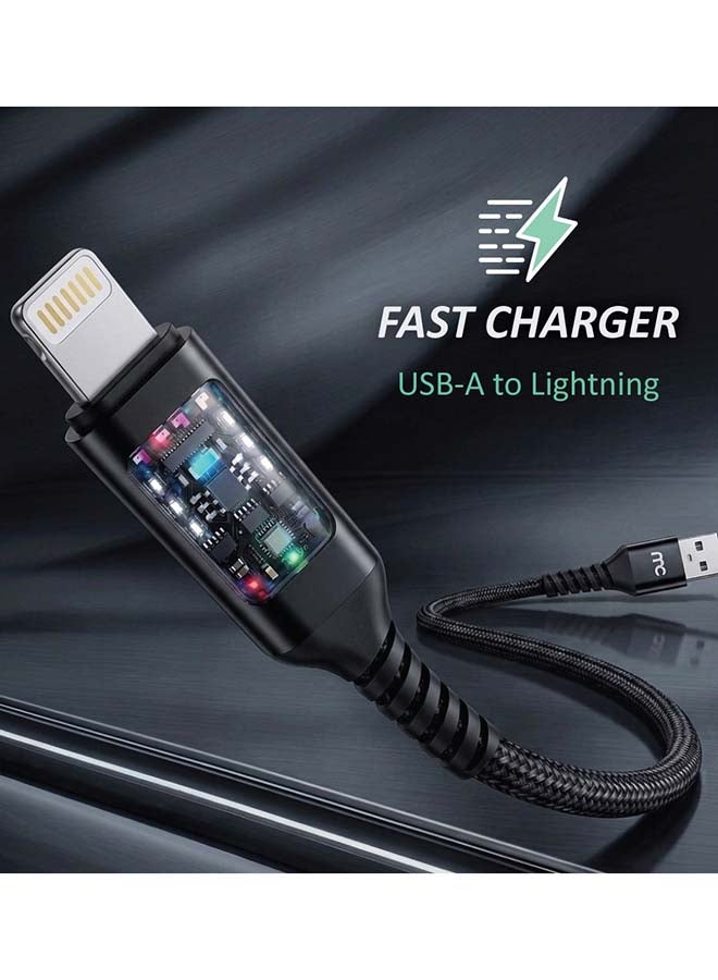 ماي كاندي كابل شحن ونقل بيانات USB-A إلى لايتنينج معتمد MFi بطول 1.2 متر وقدرة 18 واط، أسود - Image 3