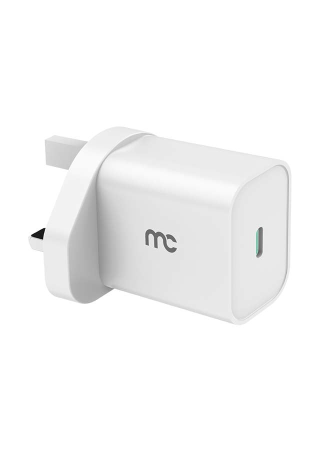 ماي كاندي TC-D25 شاحن جداري سريع USB-C PD بقدرة 25 واط للأيفون وسامسونج وأجهزة USB-C، أبيض - Image 1