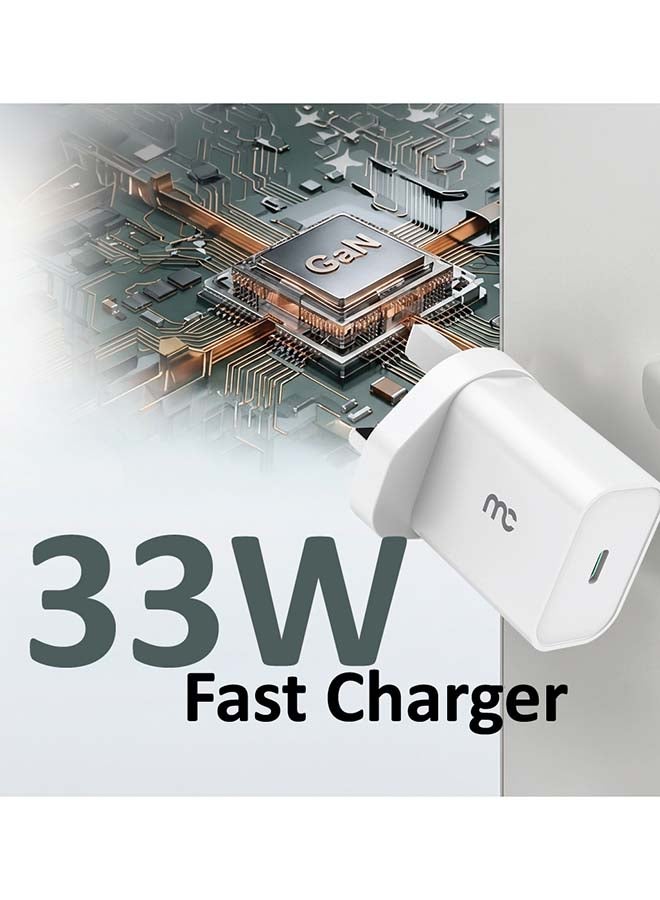 ماي كاندي شاحن حائط سريع Tc-D33 33W Usb-C Pd لأجهزة Iphone و Samsung وأجهزة Usb-C، أبيض - Image 3