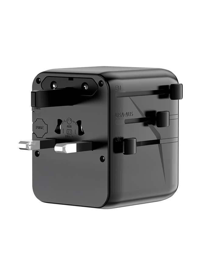 ماي كاندي محول سفر عالمي 25 واط Gan III مع 2 منفذ USB-C و USB-A، قابس عالمي، أسود - Image 2