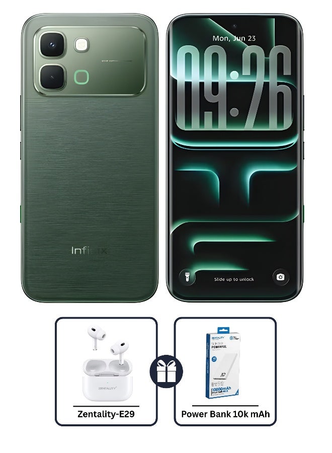 Infinix Note Edge Dual SIM Silk Green 8GB RAM 256GB 5G + Zentality E29 Earbuds + Zentality Powerbank 10k mAh - Middle East Version - Image 1