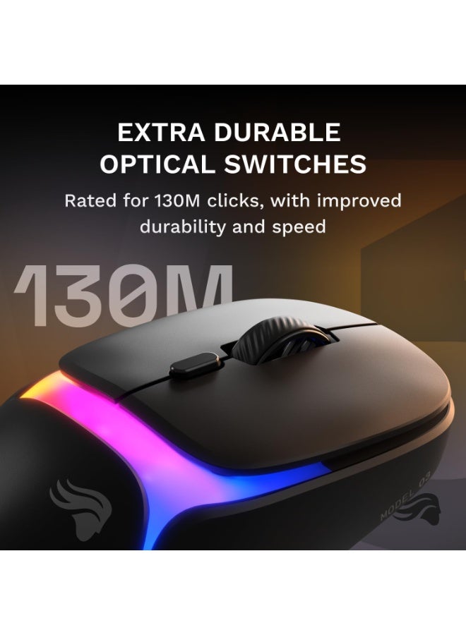 Glorious Gaming Model O3 Wireless Gaming Mouse - InfinitePlay Swappable Battery System, 8k Polling, 130M Click Optical Switches, Ultralight 66g, 30K DPI Optical Sensor, RGB - Black - Image 4