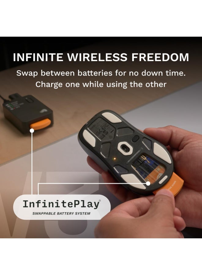Glorious Gaming Model O3 Wireless Gaming Mouse - InfinitePlay Swappable Battery System, 8k Polling, 130M Click Optical Switches, Ultralight 66g, 30K DPI Optical Sensor, RGB - Black - Image 2