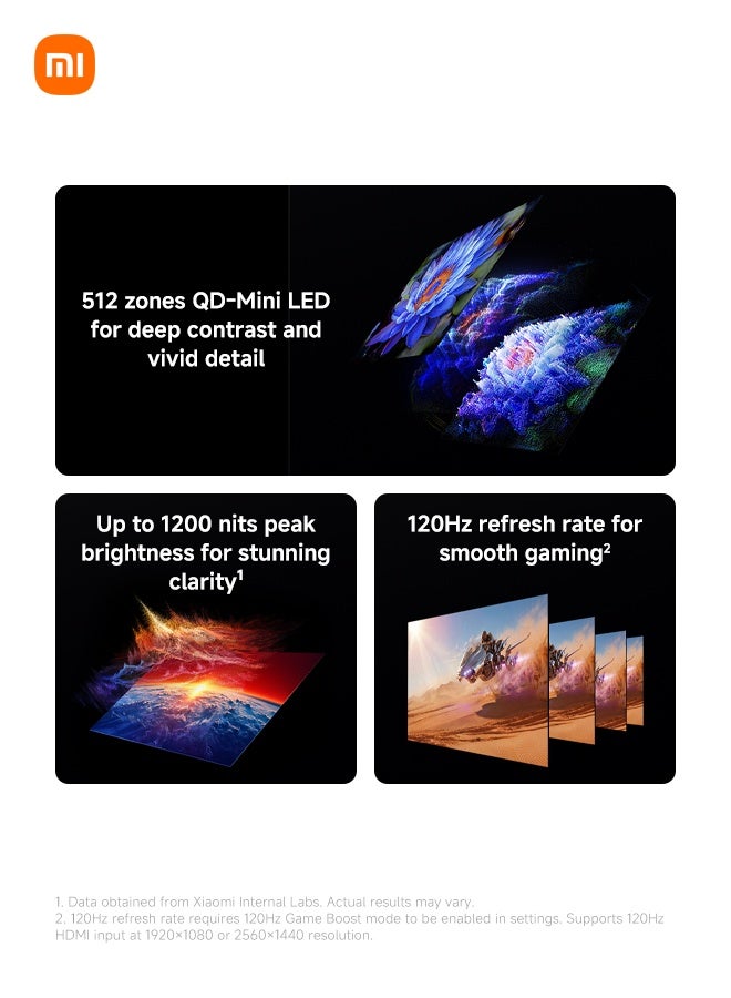 Xiaomi TV S Mini LED 75" 2026, QLED Mini LED, 4K UHD, Smart TV with Google TV, HDR10+, Triple Tuner, DVB T2, 60Hz with 120Hz Game Boost Mode, MEMC, Dolby Audio, Airplay 2 L75MC-SME Black - Image 3