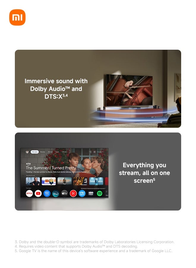Xiaomi TV S Mini LED 65" 2026, QLED Mini LED, 4K UHD, Smart TV with Google TV, HDR10+, Triple Tuner, DVB T2, 60Hz with 120Hz Game Boost Mode, MEMC, Dolby Audio, Airplay 2 L65MC-SME Black - Image 4
