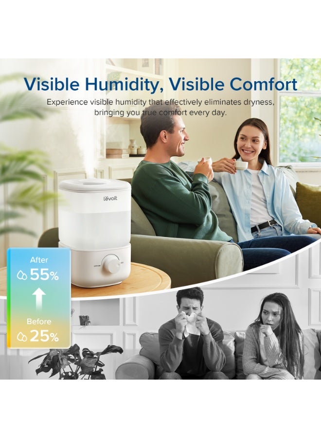 LEVOIT Humidifier for Bedroom, Ultra-Quiet 23dB, Easy to Fill & Clean, Cool Mist Air Humidifier for Home, Baby Nursery & Plants with 360° Rotation Nozzle, Auto Shut-off and Top Fill, Up to 25H Classic 160 white - Image 5