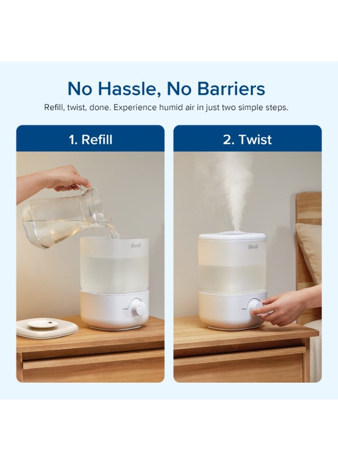 LEVOIT Humidifier for Bedroom, Ultra-Quiet 23dB, Easy to Fill & Clean, Cool Mist Air Humidifier for Home, Baby Nursery & Plants with 360° Rotation Nozzle, Auto Shut-off and Top Fill, Up to 25H Classic 160 white - Image 2