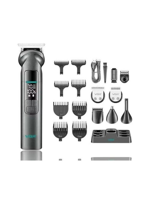 V-096 IPX7 Professional Hair Trimmer Kit, 14-in-1 Waterproof Grooming Set with Metal Design, 150-Min Runtime, 7000 RPM Motor, Digital Display, USB Charging, Stand
