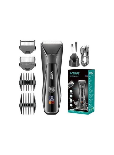 V- 938 Body Hair Trimmer for Men - Men Ball Trimmer, Groin Hair Trimmer with 4 Trimming Combs, Waterproof Pubic Hair Trimmer Wireless Charger Dock Body Groomer with LED Spotlight & Travel Lock