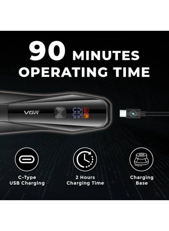 في جي آر مقص شعر الجسم V-938 للرجال - مقص شعر الكرة للرجال، مقص شعر الفخذ مع 4 مشط قص، مقص شعر العانة المقاوم للماء، قاعدة شحن لاسلكية، أداة تشذيب الجسم مع ضوء LED وقفل سفر - Image 5