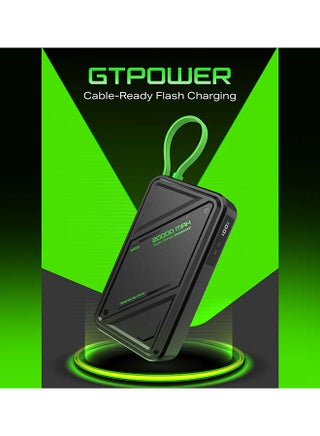 Infinix 55W Fast Charging Power Bank 20000mAh – Portable Charger with Built-in Type-C Cable and USB Output – High Capacity Battery Pack External Powerbank Compatible with iPhone 17/16/15, Samsung Galaxy S25/S24/S23, Android Phones and Tablets – Black Black - view 2