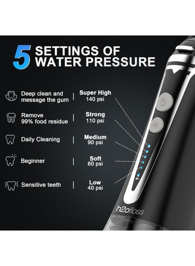 إتش تو أو فلوس Water Flosser Cordless Professional Dental Oral Irrigator, Portable & Rechargeable Teeth Cleaner Picks 300ML IPX7 Waterproof Waterflosser Flossing Machine for Home Travel - Image 2