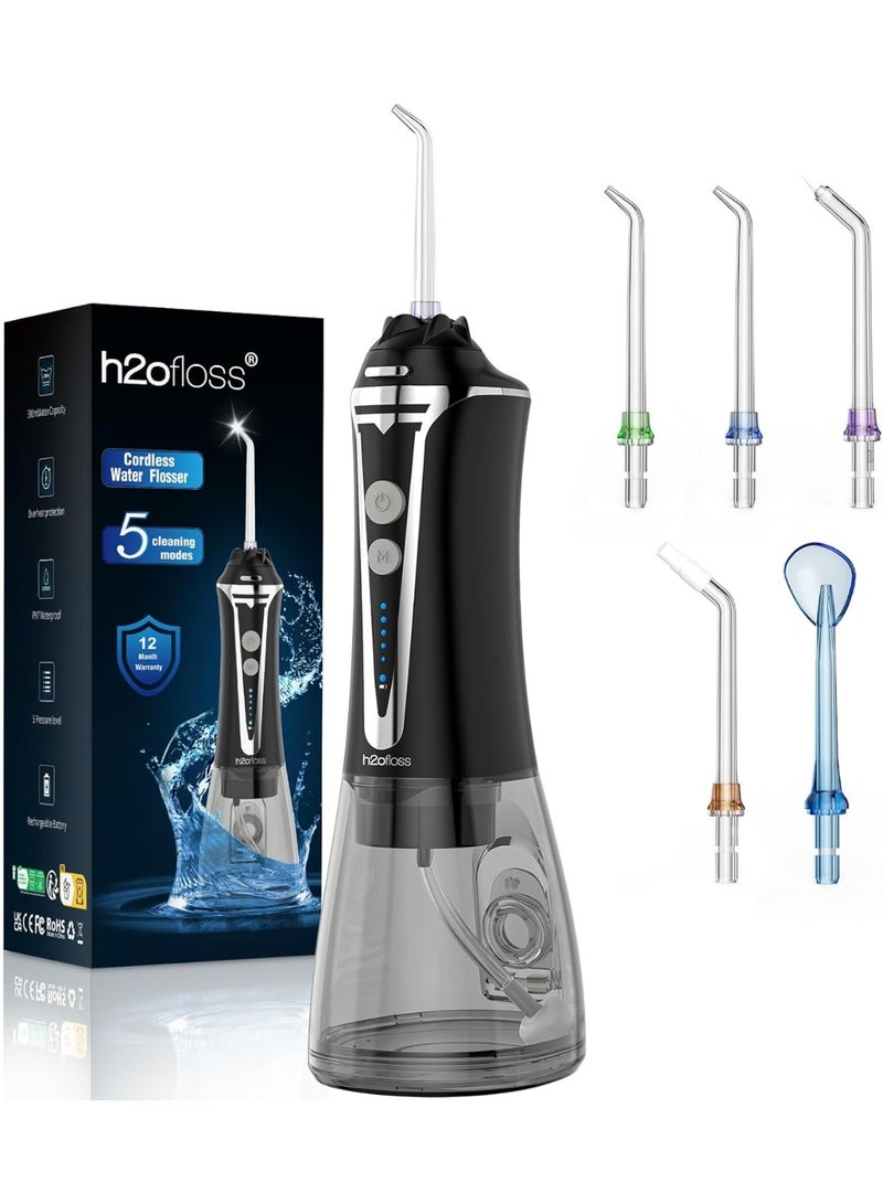إتش تو أو فلوس Water Flosser Cordless Professional Dental Oral Irrigator, Portable & Rechargeable Teeth Cleaner Picks 300ML IPX7 Waterproof Waterflosser Flossing Machine for Home Travel - Image 1