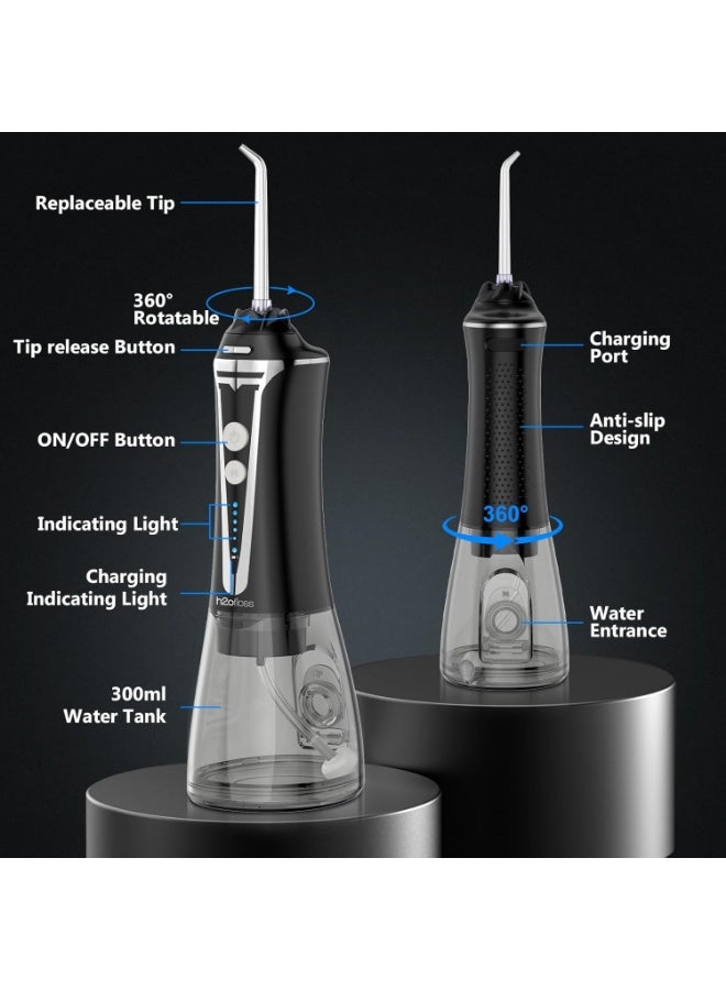 إتش تو أو فلوس Water Flosser Cordless Professional Dental Oral Irrigator, Portable & Rechargeable Teeth Cleaner Picks 300ML IPX7 Waterproof Waterflosser Flossing Machine for Home Travel - Image 3