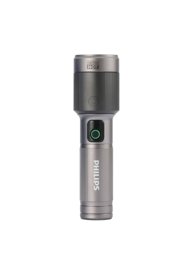 PHILIPS Rechargeable LED Flashlight Torch | 2000 Lumens High Brightness | Aircraft Aluminium Alloy Body | Zoom Adjustable Beam 680m Range | 4500mAh Battery | Model SFL5101/56 | 2 Year Warranty GREY - Image 2