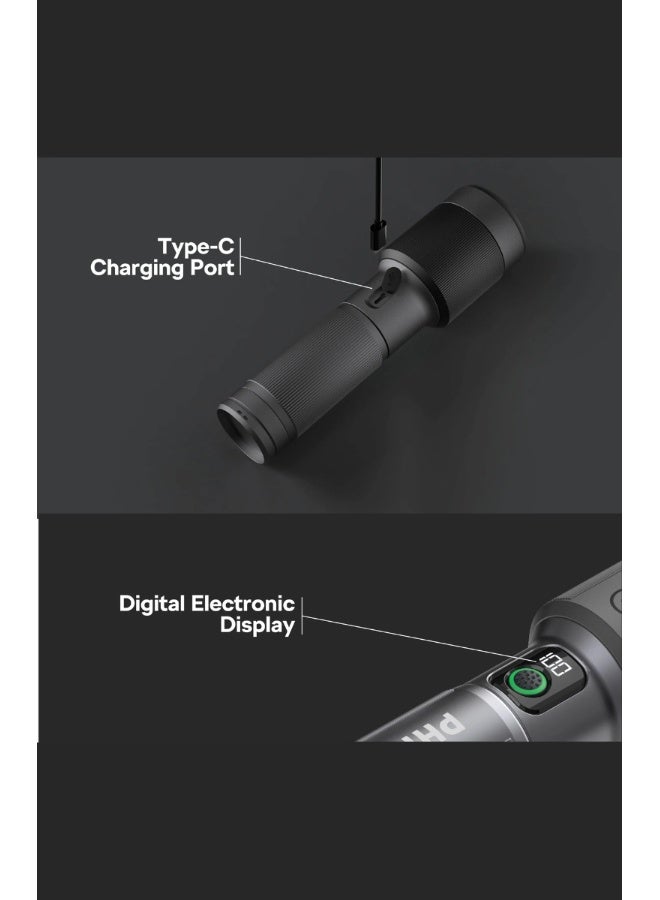 PHILIPS Rechargeable LED Flashlight Torch | 2000 Lumens High Brightness | Aircraft Aluminium Alloy Body | Zoom Adjustable Beam 680m Range | 4500mAh Battery | Model SFL5101/56 | 2 Year Warranty GREY - Image 5