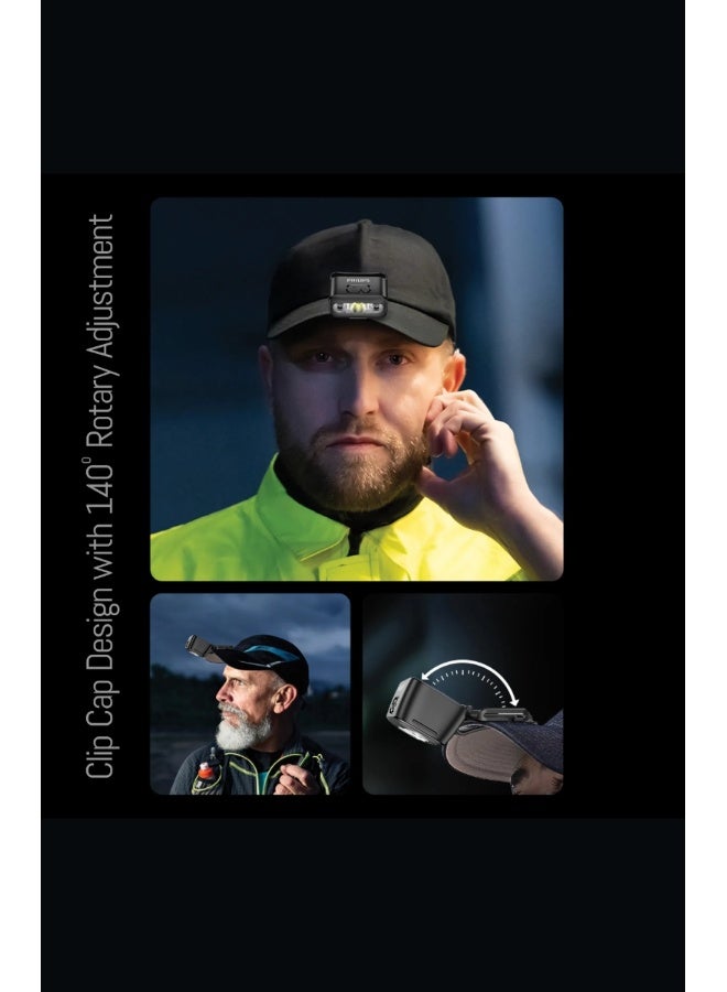 فيليبس PHILIPS  Rechargeable LED Headlamp 220 Lumens | 100m Beam Range | 10 Light Modes | USB‑C Charging | Gesture Sensor Control | IPX4 Waterproof | Adjustable Headlight Torch SFL3153RH SFL3153 Black - Image 5