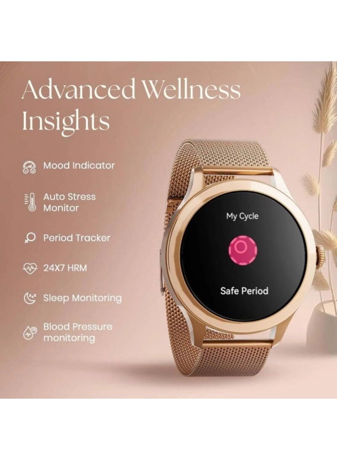 fastrack Titan Fastrack Vybe Women'S Smart Watch 1.19" Amoled Round, Health Suite, Women'S Health, BT Calling, Metal Rose Gold - Image 5