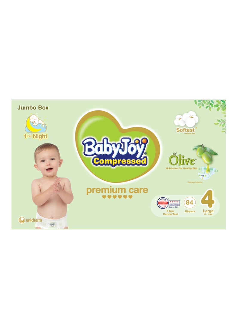 BabyJoy Olive Tape Diaper Size 4 Large 10-18 Kg Jumbo Box - Image 1