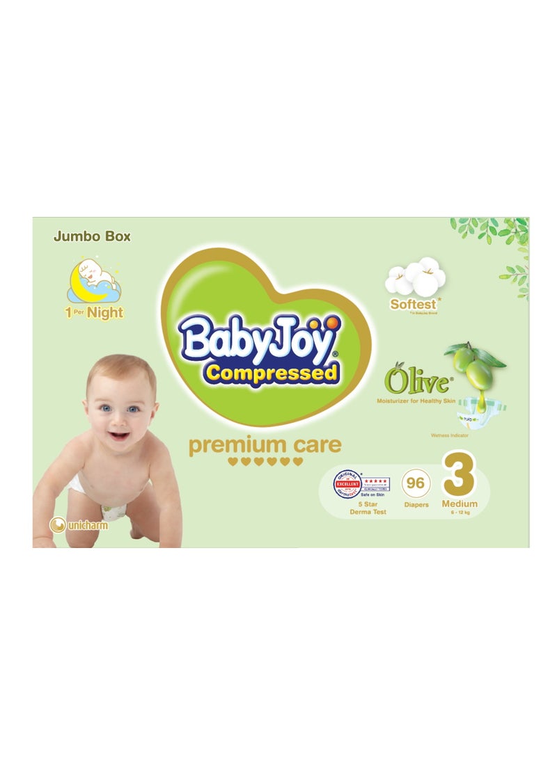 BabyJoy Olive Tape Diaper Size 3 Medium 6-12 Kg Jumbo Box - Image 1