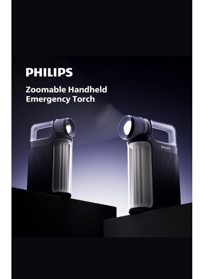 فيليبس مصباح طوارئ LED قابل لإعادة الشحن | ضوء محمول فائق السطوع | بطارية طويلة الأمد | شحن USB | هيكل من الألمنيوم المتين | ضوء للتخييم في الداخل والخارج وانقطاع التيار الكهربائي SFL3451/56 - Image 2