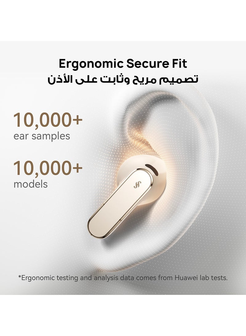 هواوي فري بودز برو 5 سماعات أذن لاسلكية، إلغاء الضوضاء بالذكاء الاصطناعي مزدوج المحرك للأعمال والمكتب، ملائمة آمنة مع صوت غامر، مكالمات مستقرة، مقاومة للماء IP57 للرياضة، عمر بطارية طويل 38 ساعة، رمل - Image 5