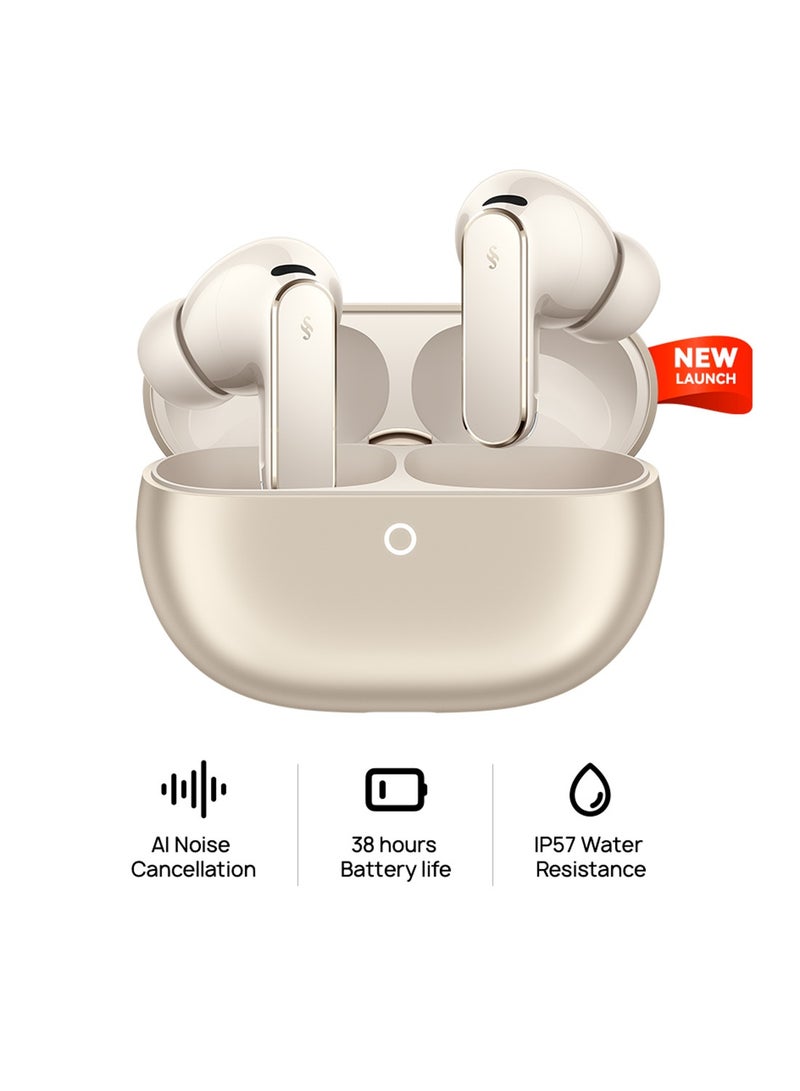 هواوي فري بودز برو 5 سماعات أذن لاسلكية، إلغاء الضوضاء بالذكاء الاصطناعي مزدوج المحرك للأعمال والمكتب، ملائمة آمنة مع صوت غامر، مكالمات مستقرة، مقاومة للماء IP57 للرياضة، عمر بطارية طويل 38 ساعة، رمل - Image 1