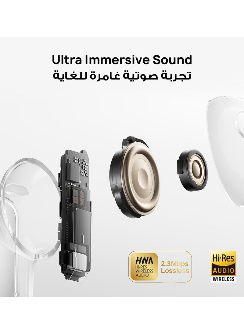 هواوي فري بودز برو 5 سماعات أذن لاسلكية، إلغاء الضوضاء بالذكاء الاصطناعي مزدوج المحرك للأعمال والمكتب، ملائمة آمنة مع صوت غامر، مكالمات مستقرة، مقاومة للماء IP57 للرياضة، عمر بطارية طويل 38 ساعة، رمل - Image 3