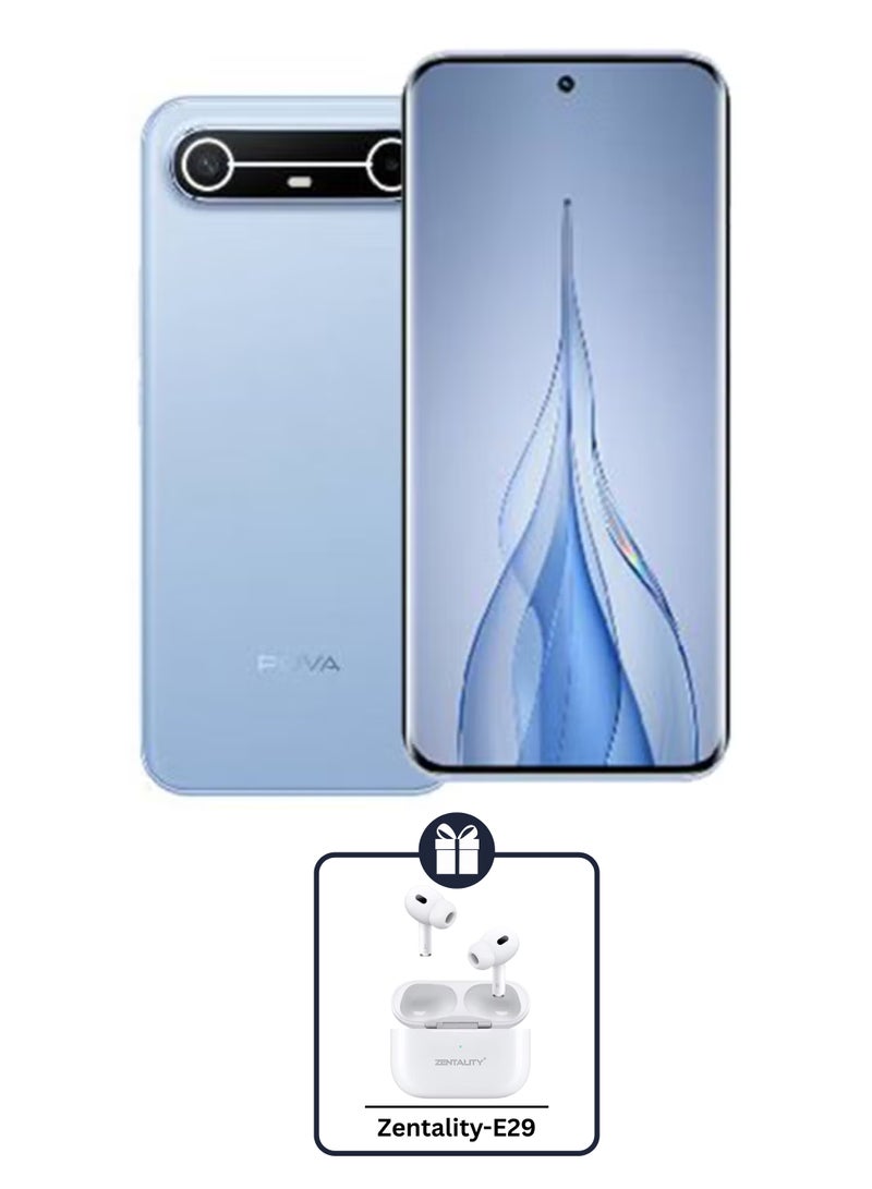 TECNO POVA Slim 5G Dual SIM Sky Blue 8GB RAM 256GB 5G +  Zentality E29 Earbuds - Middle East Version - Image 1