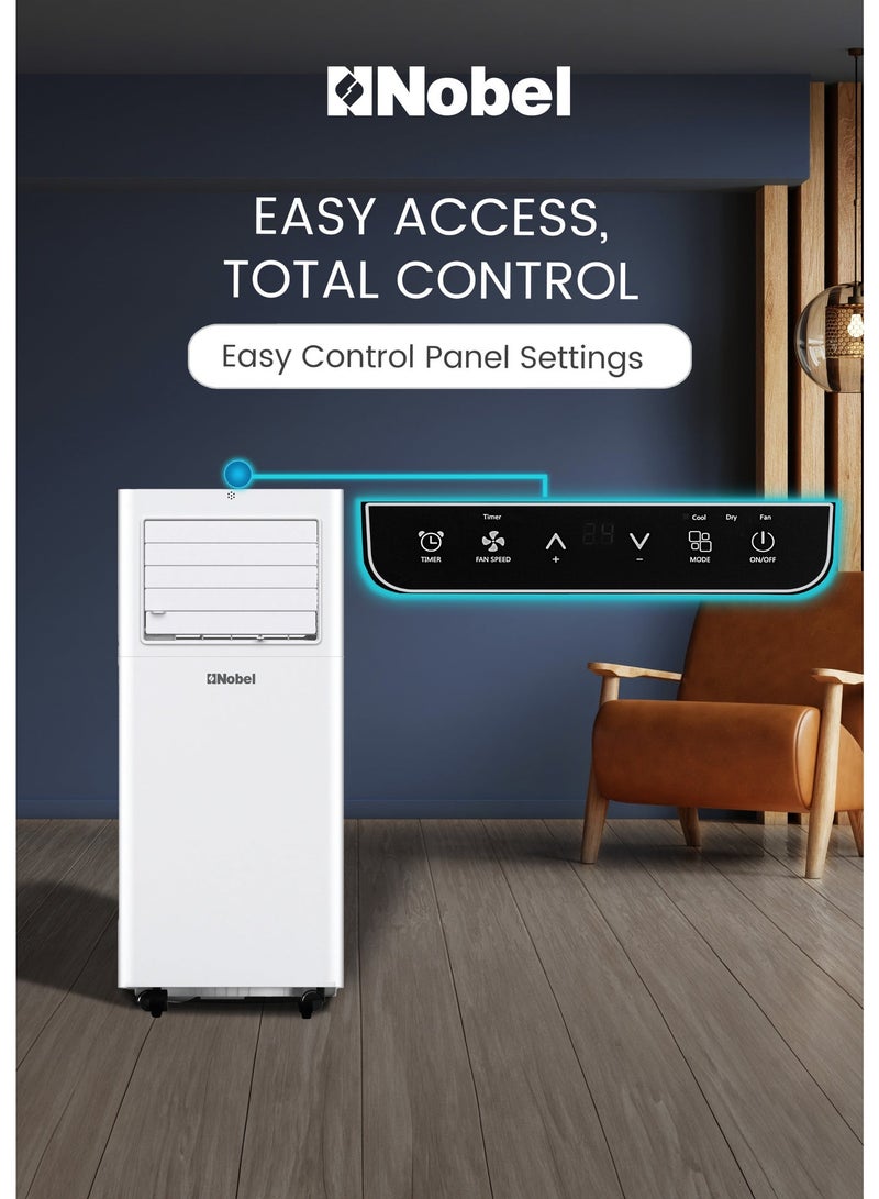 نوبل مكيف هواء محمول 9000 BTU 3 في 1 تبريد ومروحة ومزيل رطوبة، تحكم عن بعد، شاشة LED - NPAC9C - Image 4