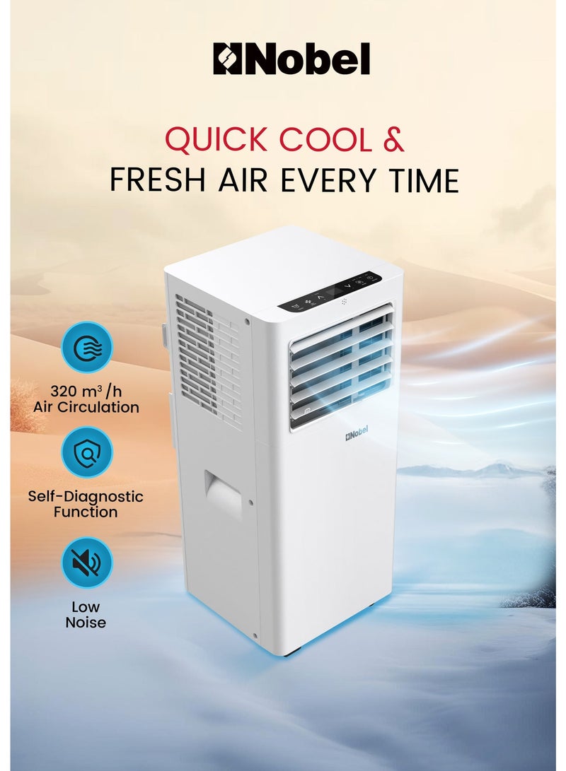 نوبل مكيف هواء محمول 9000 BTU 3 في 1 تبريد ومروحة ومزيل رطوبة، تحكم عن بعد، شاشة LED - NPAC9C - Image 3
