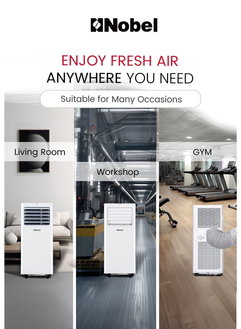 نوبل مكيف هواء محمول 9000 BTU 3 في 1 تبريد ومروحة ومزيل رطوبة، تحكم عن بعد، شاشة LED - NPAC9C - Image 5