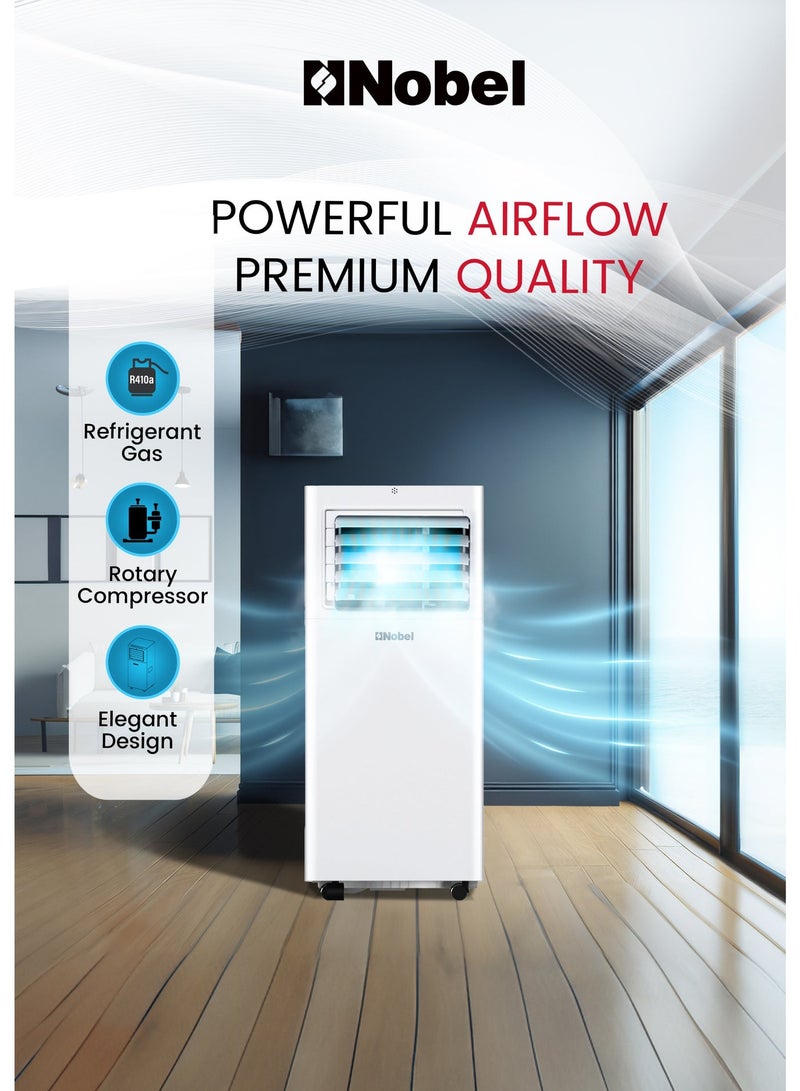 نوبل مكيف هواء محمول 9000 BTU 3 في 1 تبريد ومروحة ومزيل رطوبة، تحكم عن بعد، شاشة LED - NPAC9C - Image 2