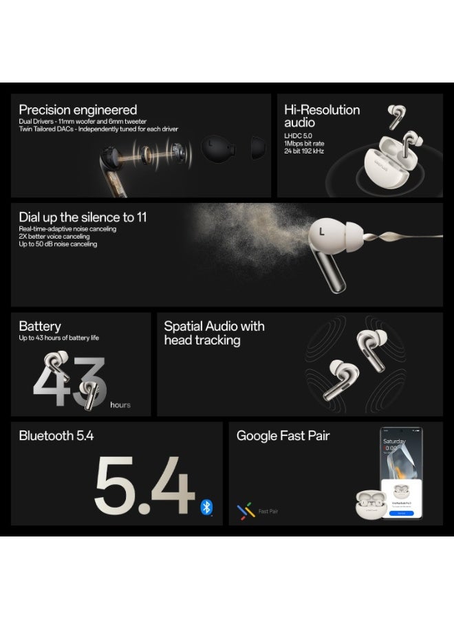 ون بلس سماعات أذن لاسلكية ONEPLUS Buds Pro 3، سماعات داخل الأذن ذات محركين، DAC مزدوج، EQs من Dynaudio، إلغاء الضوضاء التكيفي حتى 50dB، حتى 43 ساعة من عمر البطارية (أزرق ياقوتي) - Image 3