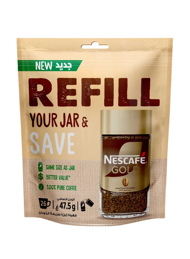 Gold Instant Coffee Pouch Refill - 47.5grams Single