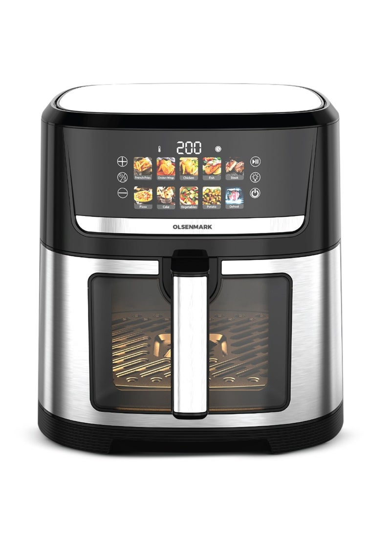 Olsenmark 12L Digital Air Fryer OMAF70441, Capacity with Basket and Rack, 80% Less Fat, Oil Free Cooking, Fry Force 360 Degree Technology 2 Years Warranty, Black and Silver 12 L 1500 W OMAF7044 black and silver - Image 2