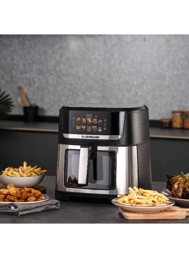 Olsenmark 12L Digital Air Fryer OMAF70441, Capacity with Basket and Rack, 80% Less Fat, Oil Free Cooking, Fry Force 360 Degree Technology 2 Years Warranty, Black and Silver 12 L 1500 W OMAF7044 black and silver - Image 1