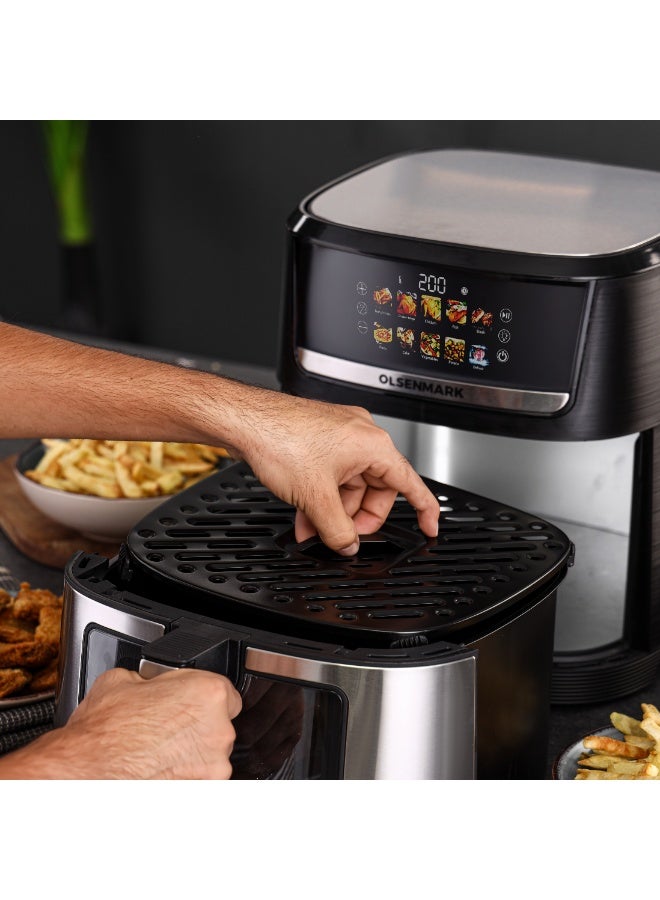 Olsenmark 12L Digital Air Fryer OMAF70441, Capacity with Basket and Rack, 80% Less Fat, Oil Free Cooking, Fry Force 360 Degree Technology 2 Years Warranty, Black and Silver 12 L 1500 W OMAF7044 black and silver - Image 4