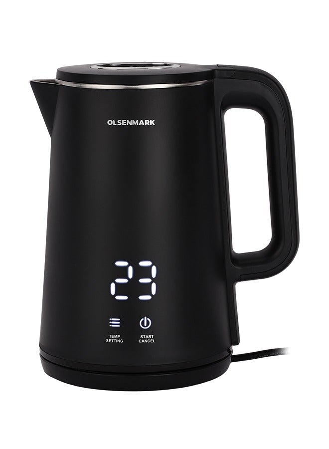 Olsenmark Digital Control Electric Kettle OMK7048 Stainless Steel Bottom, 1.8 L Capacity, 1500W, 360 Degree Base, Safety Cut Off, 4 Selectable Temperatures, Touch Control, Perfect for Boiling Water, Milk, Tea, Black, 2 Years Warranty 1.8 L 1500 W OMK7048 Black