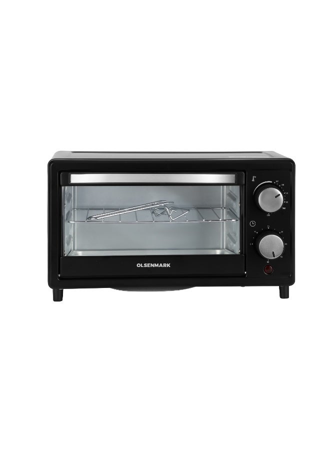 Olsenmark 9L Electric Oven – 900W, 100–250°C Temperature Control, 60-Minute Timer with Auto Shut-Off & End Bell, Glass Window, Full Black Design | Model OMO7053 9 L 900 W OMO7053 black - Image 1