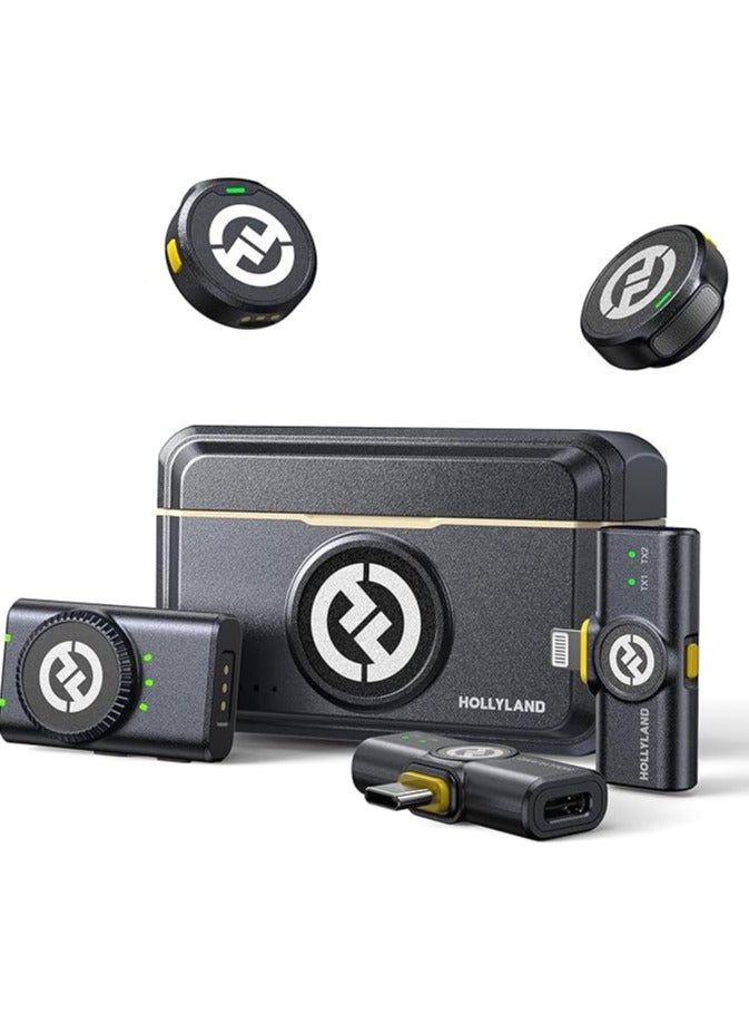 هولي لاند ميكروفون هولي لاند LARK M2 اللاسلكي لجهاز iPhone وAndroid والكاميرا، صوت Hi-Fi 48KHz 24Bit، مدى 1000 قدم، إلغاء الضوضاء، مدة 40 ساعة للتدوين المرئي - Image 1