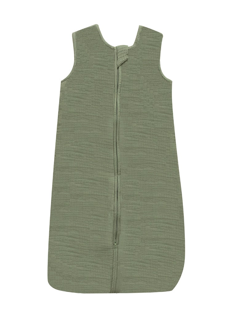 مون Organic Crinkle Muslin Sleep Sack  1 Tog (6-12 Months ) - Green - Image 1