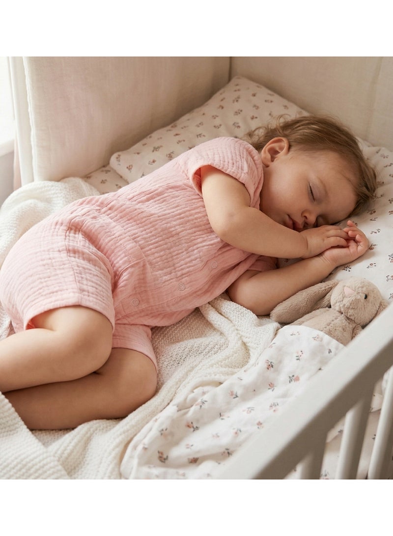 مون Organic Crinkle Muslin Romper (18-24 Months) - Pink - Image 3