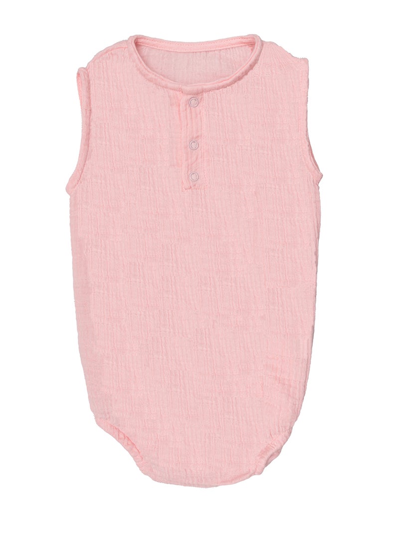 مون Organic Crinkle Muslin Onesie (18-24 Months) - Pink - Image 1