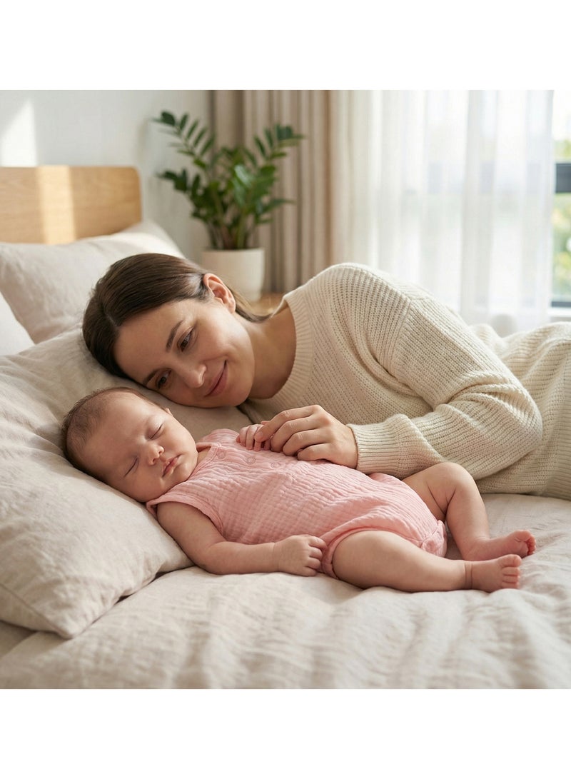 مون Organic Crinkle Muslin Onesie (18-24 Months) - Pink - Image 3