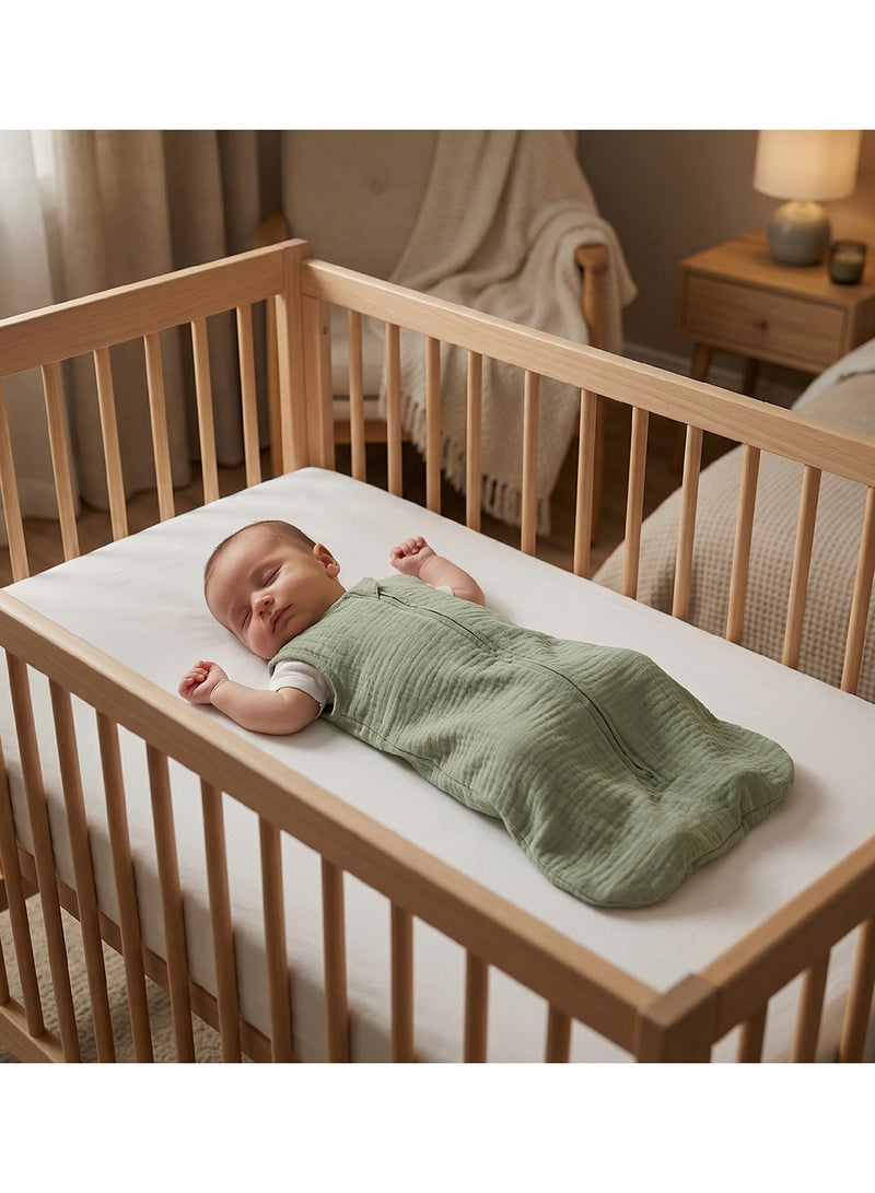 مون Organic Crinkle Muslin Sleep Sack  2.5 Tog (6-12Months ) - Green - Image 4
