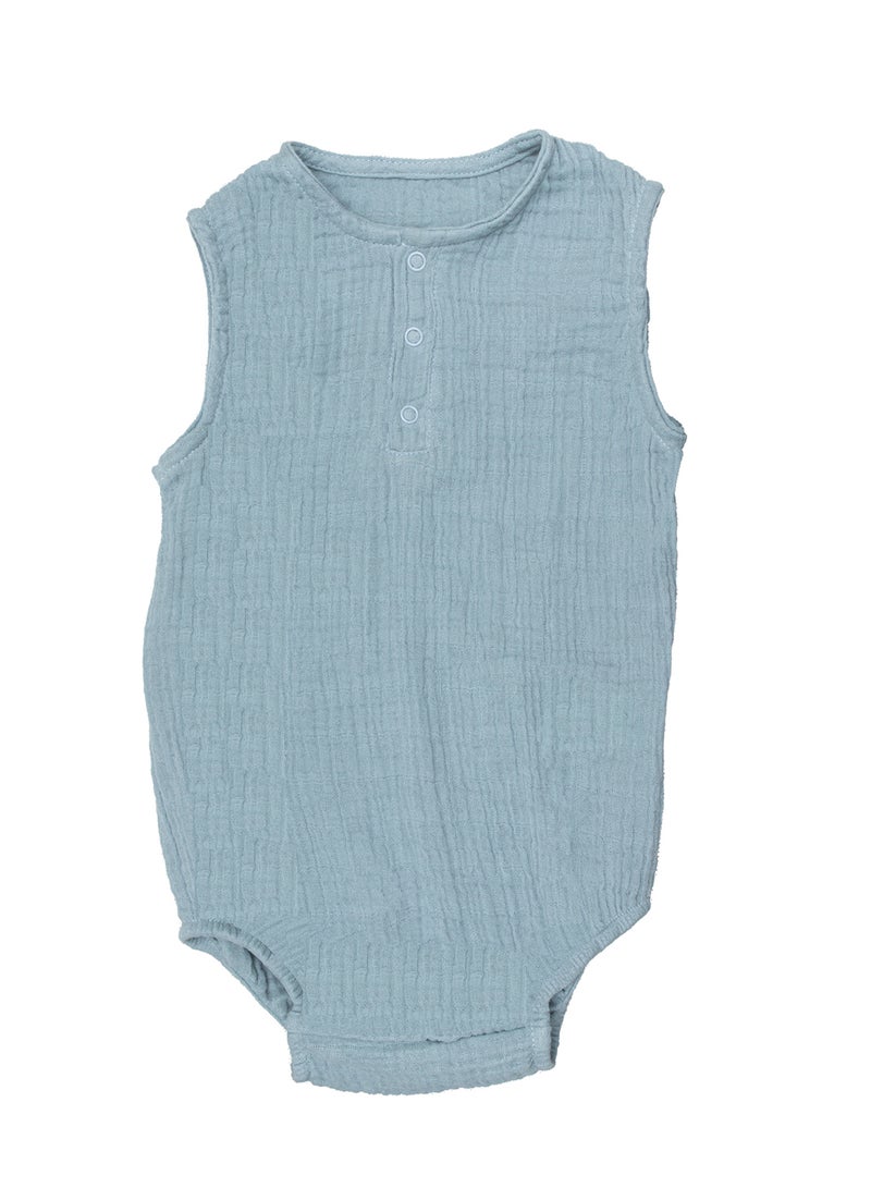 Moon Organic Crinkle Muslin Onesie (18-24 Months) - Blue - Image 1