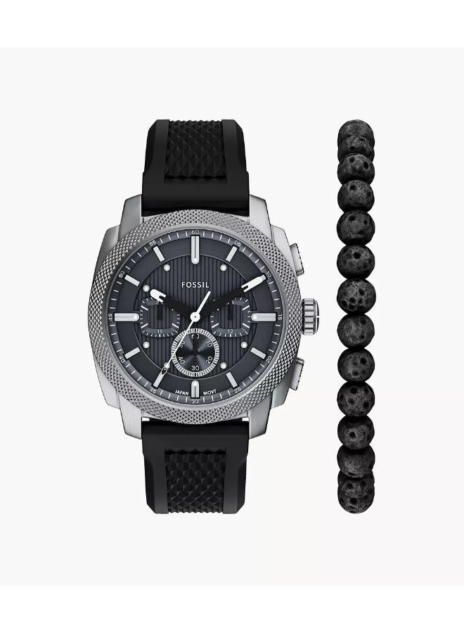 FOSSIL Men's Leather Chronograph Wrist Watch FS6145SET with Bracelet Gift Set - Image 1